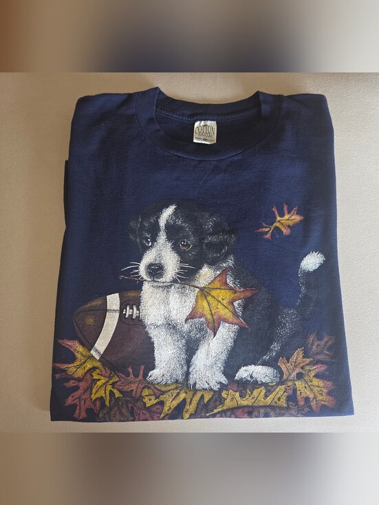 Other - Vintage 90s Tshirt w/ Fall Football Dog Graphic XL EUC